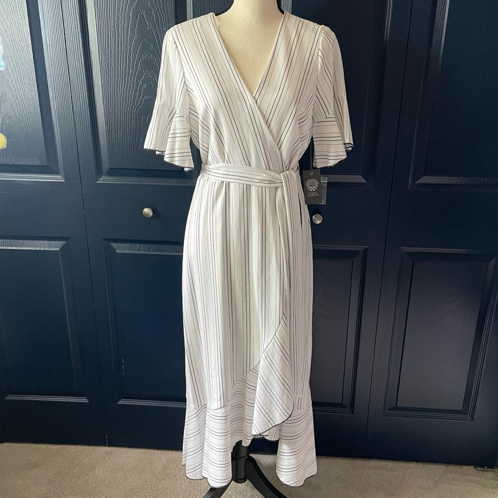 Vince Camuto Striped Wrap Dress